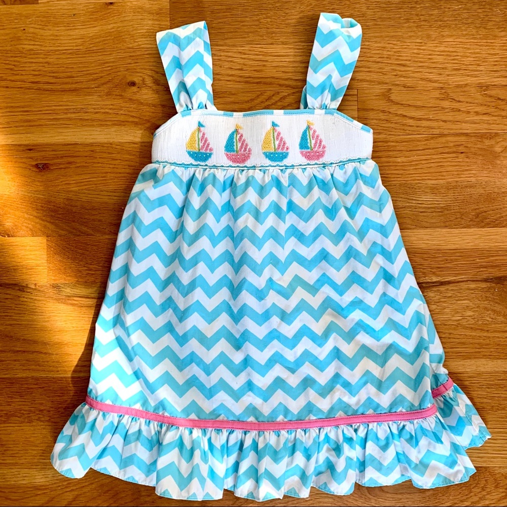 Smocked chevron dress 4T